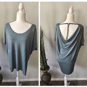 Maurices Green Scoop Neck Cowl Back Hi-Low Hem Tee NWT